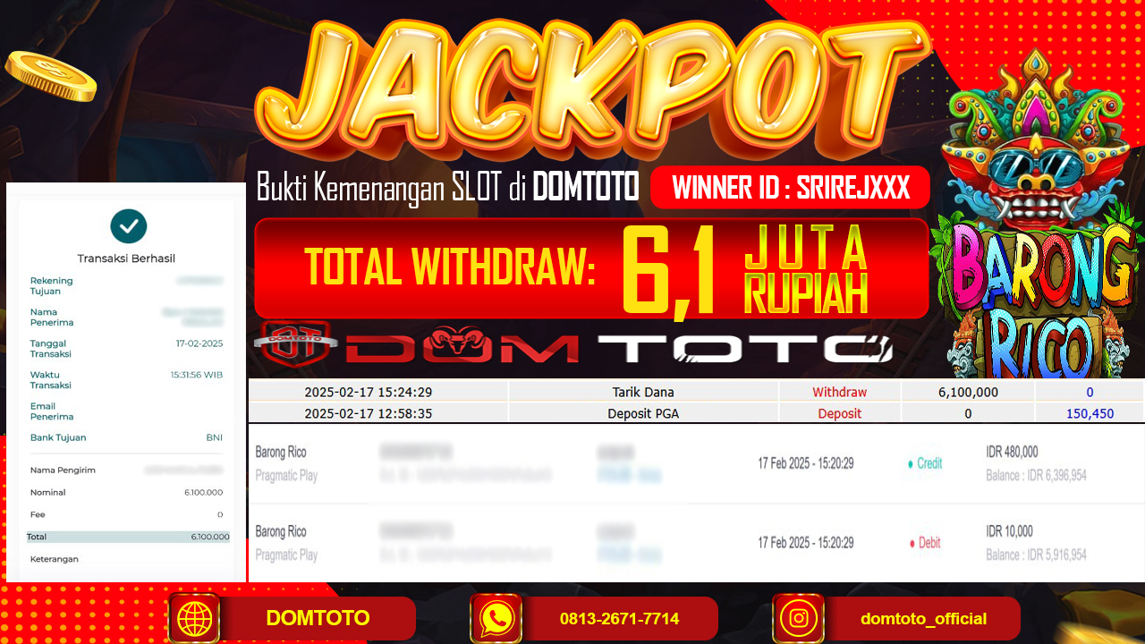 JACKPOT SLOT BARONG RICO 17 FEBRUARI 2025